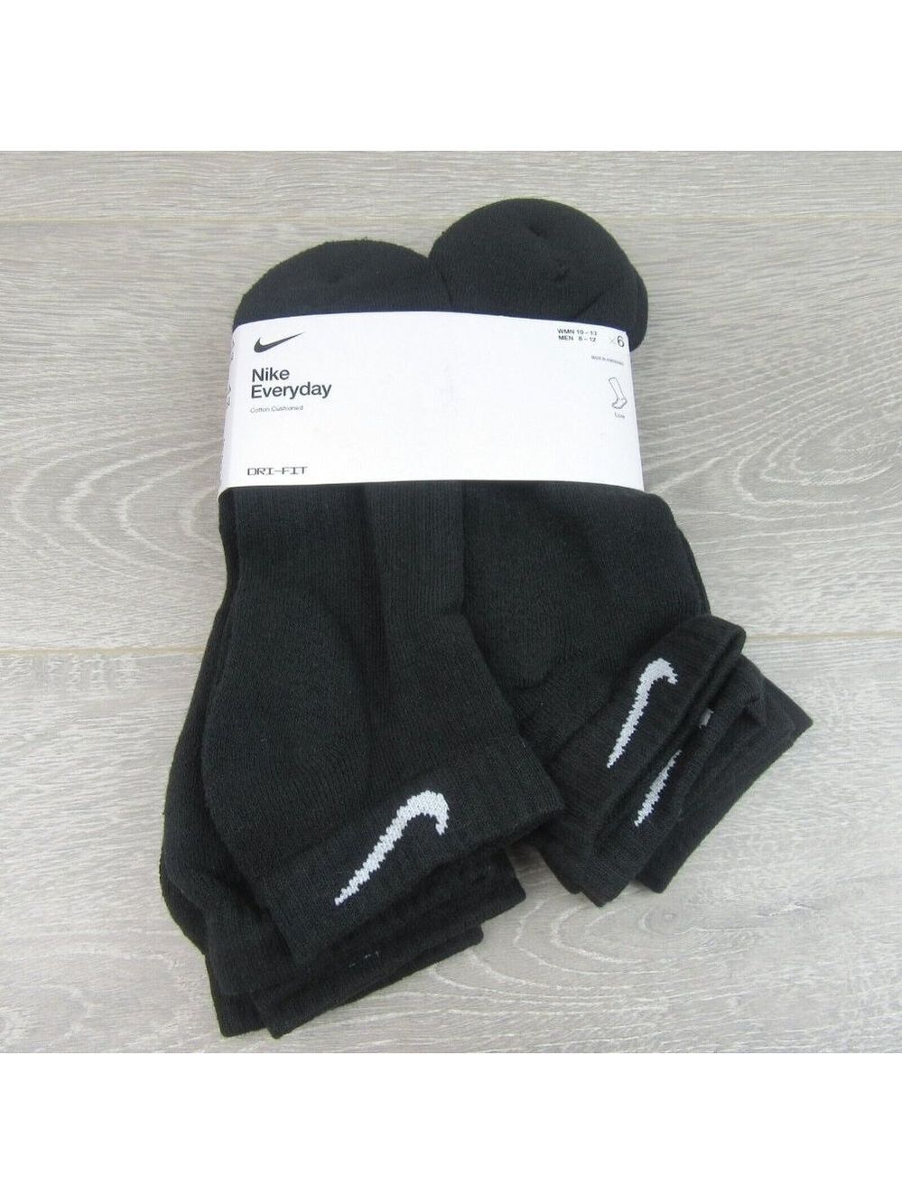 Nike Everyday Cushion Low Socks Black 6 Pack Mens Size 8-12 NEW - Picture 2 of 6